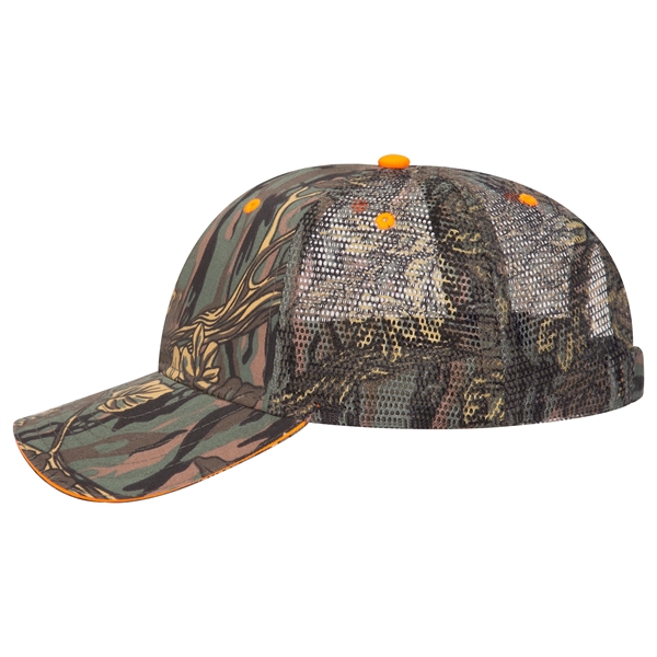 Camouflage Cotton Twill Sandwich Visor 6 Panel Mesh Back Hat - Camouflage Cotton Twill Sandwich Visor 6 Panel Mesh Back Hat - Image 5 of 12