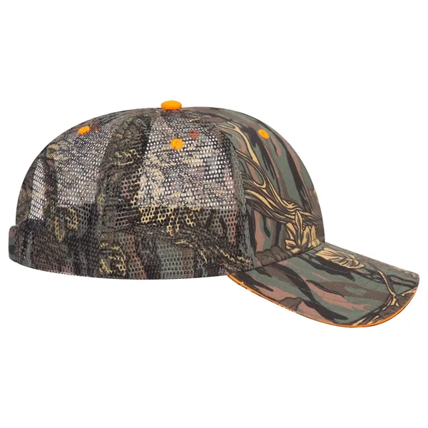 Camouflage Cotton Twill Sandwich Visor 6 Panel Mesh Back Hat - Camouflage Cotton Twill Sandwich Visor 6 Panel Mesh Back Hat - Image 6 of 12
