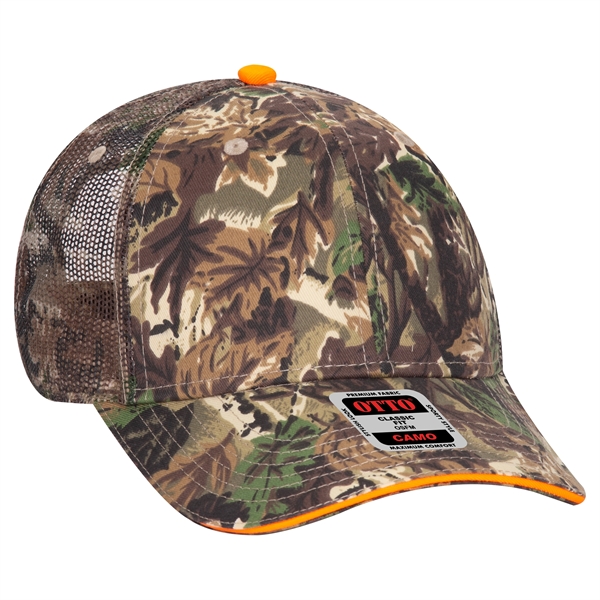 Camouflage Cotton Twill Sandwich Visor 6 Panel Mesh Back Hat - Camouflage Cotton Twill Sandwich Visor 6 Panel Mesh Back Hat - Image 7 of 12
