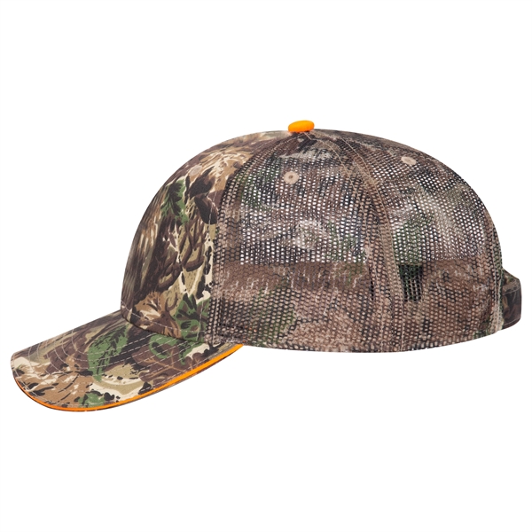 Camouflage Cotton Twill Sandwich Visor 6 Panel Mesh Back Hat - Camouflage Cotton Twill Sandwich Visor 6 Panel Mesh Back Hat - Image 11 of 12