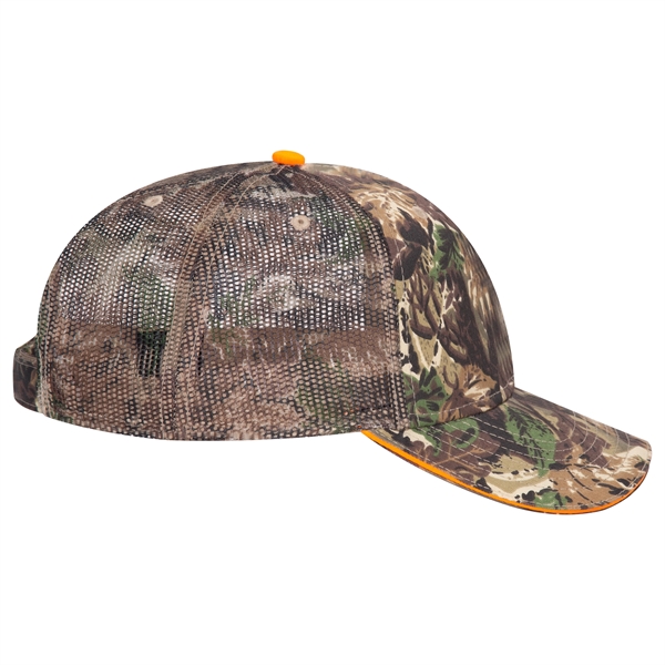 Camouflage Cotton Twill Sandwich Visor 6 Panel Mesh Back Hat - Camouflage Cotton Twill Sandwich Visor 6 Panel Mesh Back Hat - Image 12 of 12