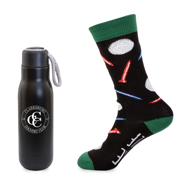 Less Work, More Golf Gift Set - 16oz Insulated Bottle & Sock - Less Work, More Golf Gift Set - 16oz Insulated Bottle & Sock - Image 1 of 4