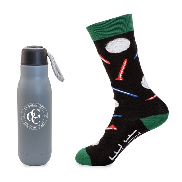 Less Work, More Golf Gift Set - 16oz Insulated Bottle & Sock - Less Work, More Golf Gift Set - 16oz Insulated Bottle & Sock - Image 2 of 4