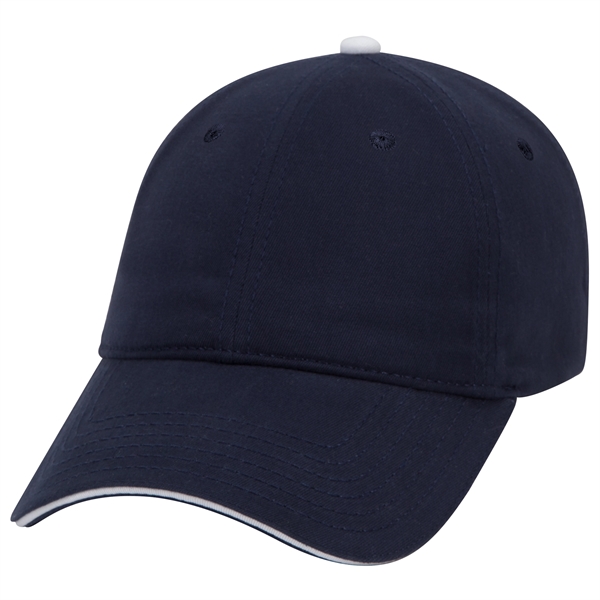 6 Panel Brushed Cotton Twill Sandwich Visor Dad Hat - 6 Panel Brushed Cotton Twill Sandwich Visor Dad Hat - Image 4 of 19
