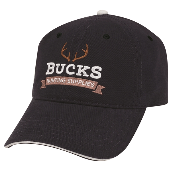 6 Panel Brushed Cotton Twill Sandwich Visor Dad Hat - 6 Panel Brushed Cotton Twill Sandwich Visor Dad Hat - Image 11 of 19
