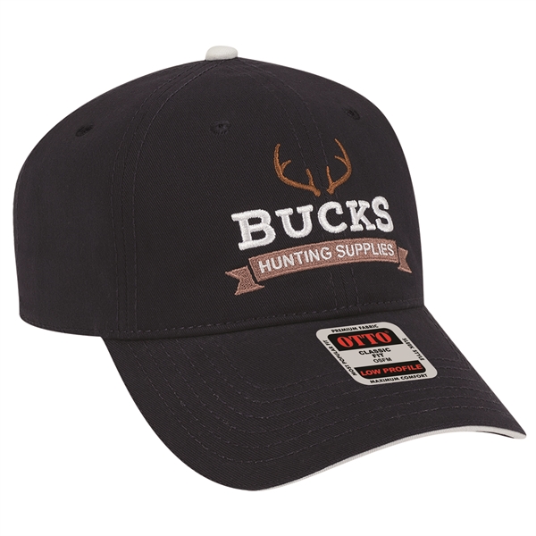 6 Panel Brushed Cotton Twill Sandwich Visor Dad Hat - 6 Panel Brushed Cotton Twill Sandwich Visor Dad Hat - Image 8 of 19