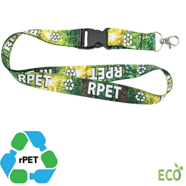 rPET Dye-Sublimated Eco-friendly Lanyard w/ Buckle Release - rPET Dye-Sublimated Eco-friendly Lanyard w/ Buckle Release - Image 0 of 3