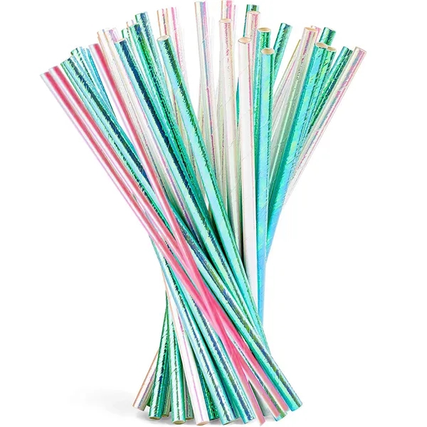 Premium Iridescent Disposable Drinking Paper Straws - Premium Iridescent Disposable Drinking Paper Straws - Image 0 of 3