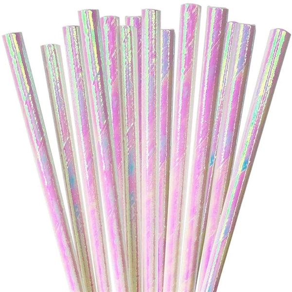Premium Iridescent Disposable Drinking Paper Straws - Premium Iridescent Disposable Drinking Paper Straws - Image 2 of 3