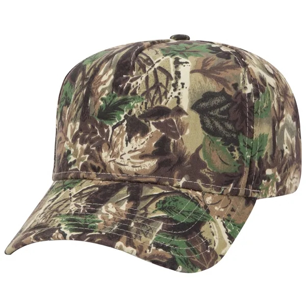 Camo Brushed Cotton Twill 5 Panel Mid Profile Style Cap - Camo Brushed Cotton Twill 5 Panel Mid Profile Style Cap - Image 4 of 6