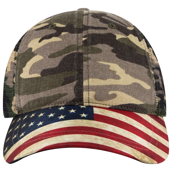 6 Panel US Flag Design Visor/Soft Mesh Back Baseball Cap - 6 Panel US Flag Design Visor/Soft Mesh Back Baseball Cap - Image 28 of 34