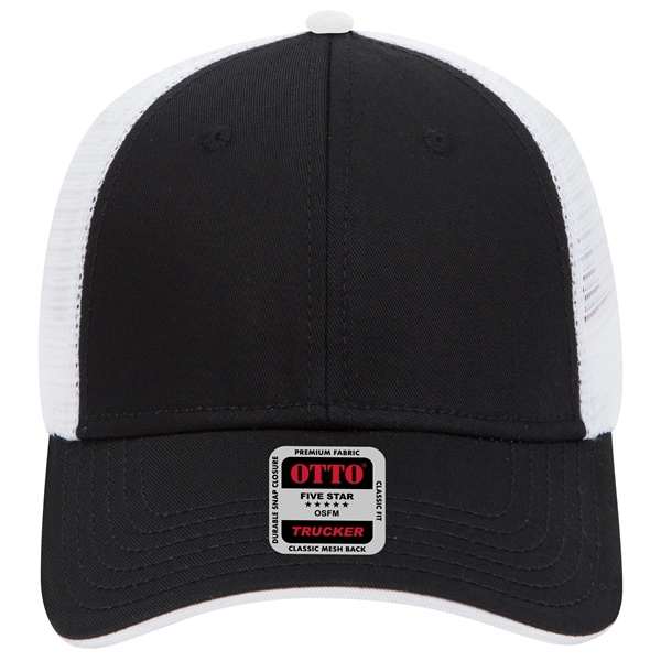 Cotton Twill Flipped Edge Visor 6Panel Mesh Back Trucker Hat - Cotton Twill Flipped Edge Visor 6Panel Mesh Back Trucker Hat - Image 3 of 39