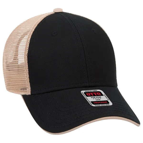 Cotton Twill Flipped Edge Visor 6Panel Mesh Back Trucker Hat - Cotton Twill Flipped Edge Visor 6Panel Mesh Back Trucker Hat - Image 7 of 39