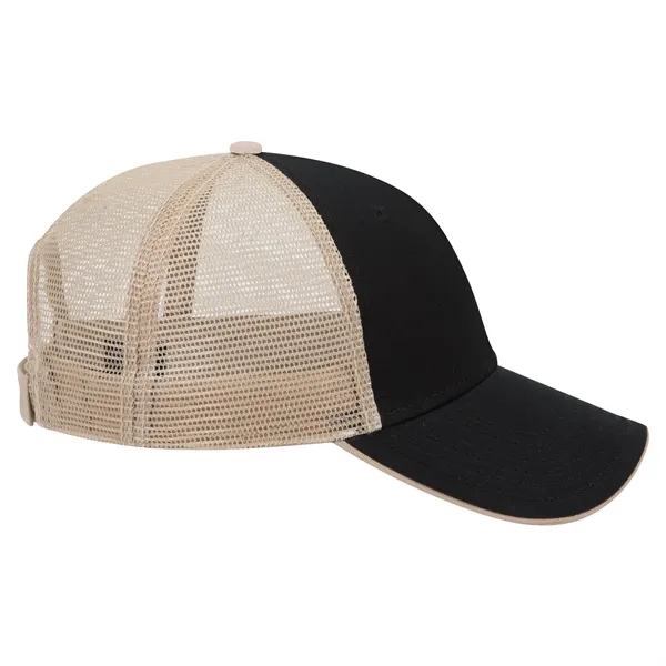 Cotton Twill Flipped Edge Visor 6Panel Mesh Back Trucker Hat - Cotton Twill Flipped Edge Visor 6Panel Mesh Back Trucker Hat - Image 15 of 39