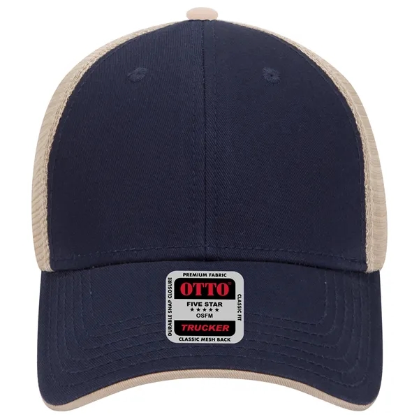 Cotton Twill Flipped Edge Visor 6Panel Mesh Back Trucker Hat - Cotton Twill Flipped Edge Visor 6Panel Mesh Back Trucker Hat - Image 18 of 39
