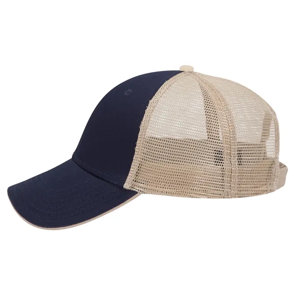 Cotton Twill Flipped Edge Visor 6Panel Mesh Back Trucker Hat - Cotton Twill Flipped Edge Visor 6Panel Mesh Back Trucker Hat - Image 20 of 39
