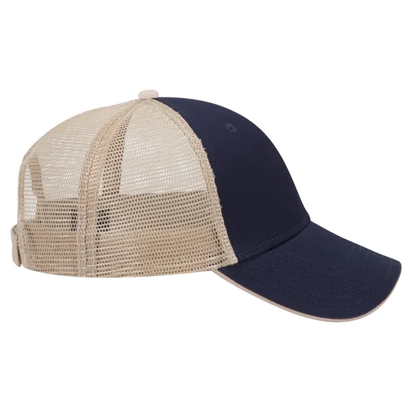 Cotton Twill Flipped Edge Visor 6Panel Mesh Back Trucker Hat - Cotton Twill Flipped Edge Visor 6Panel Mesh Back Trucker Hat - Image 21 of 39