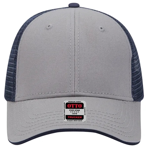 Cotton Twill Flipped Edge Visor 6Panel Mesh Back Trucker Hat - Cotton Twill Flipped Edge Visor 6Panel Mesh Back Trucker Hat - Image 24 of 39
