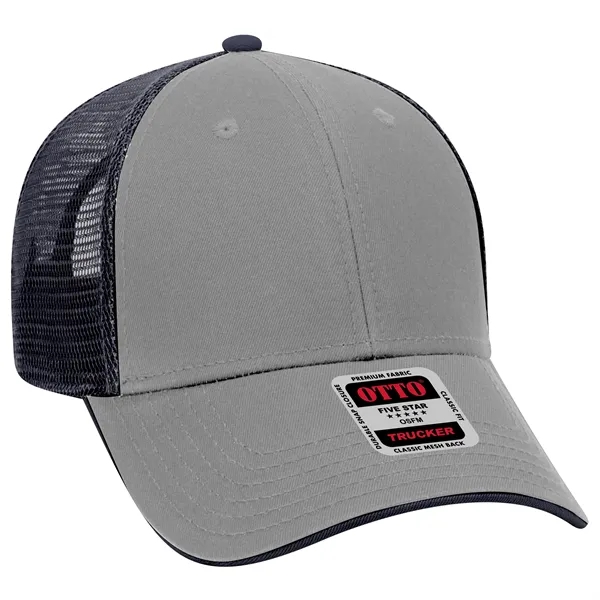 Cotton Twill Flipped Edge Visor 6Panel Mesh Back Trucker Hat - Cotton Twill Flipped Edge Visor 6Panel Mesh Back Trucker Hat - Image 22 of 39