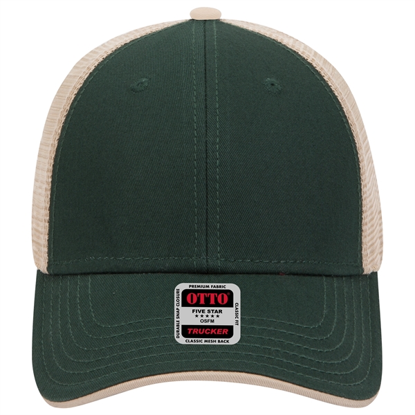 Cotton Twill Flipped Edge Visor 6Panel Mesh Back Trucker Hat - Cotton Twill Flipped Edge Visor 6Panel Mesh Back Trucker Hat - Image 30 of 39