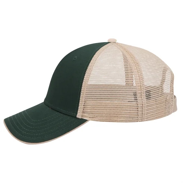 Cotton Twill Flipped Edge Visor 6Panel Mesh Back Trucker Hat - Cotton Twill Flipped Edge Visor 6Panel Mesh Back Trucker Hat - Image 32 of 39