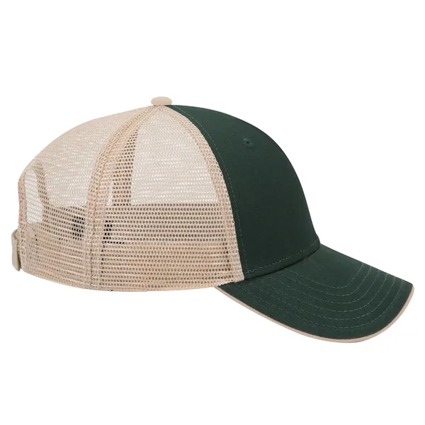 Cotton Twill Flipped Edge Visor 6Panel Mesh Back Trucker Hat - Cotton Twill Flipped Edge Visor 6Panel Mesh Back Trucker Hat - Image 33 of 39