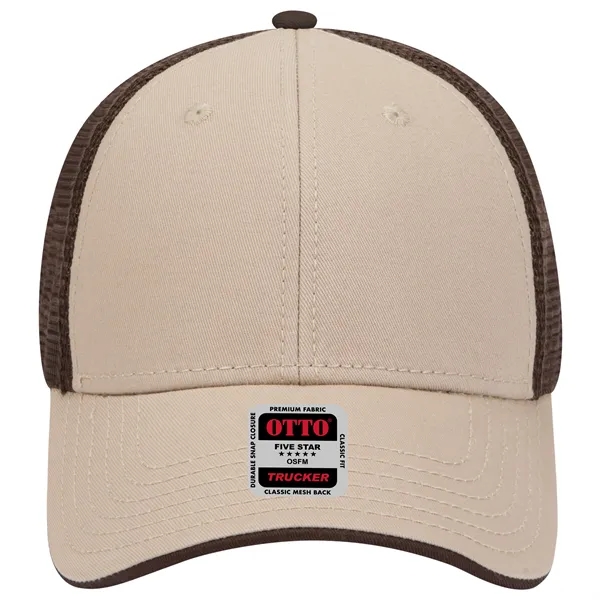 Cotton Twill Flipped Edge Visor 6Panel Mesh Back Trucker Hat - Cotton Twill Flipped Edge Visor 6Panel Mesh Back Trucker Hat - Image 36 of 39