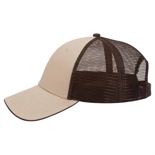 Cotton Twill Flipped Edge Visor 6Panel Mesh Back Trucker Hat - Cotton Twill Flipped Edge Visor 6Panel Mesh Back Trucker Hat - Image 38 of 39