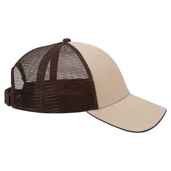 Cotton Twill Flipped Edge Visor 6Panel Mesh Back Trucker Hat - Cotton Twill Flipped Edge Visor 6Panel Mesh Back Trucker Hat - Image 39 of 39