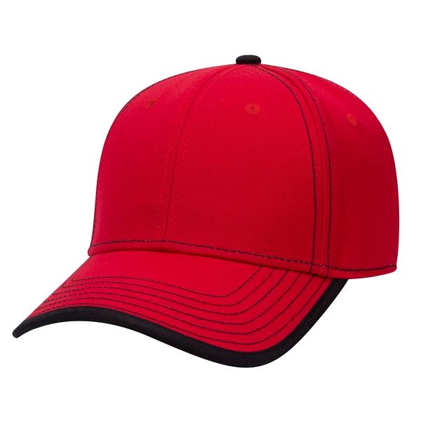 Cotton Twill/Contrast Stitching Trim Visor 6 Panel Cap - Cotton Twill/Contrast Stitching Trim Visor 6 Panel Cap - Image 10 of 54