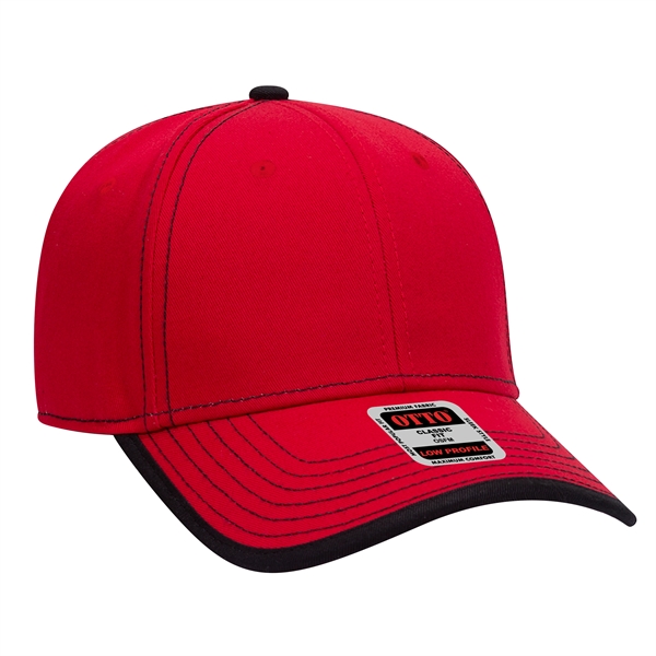 Cotton Twill/Contrast Stitching Trim Visor 6 Panel Cap - Cotton Twill/Contrast Stitching Trim Visor 6 Panel Cap - Image 7 of 54