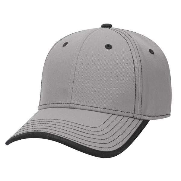 Cotton Twill/Contrast Stitching Trim Visor 6 Panel Cap - Cotton Twill/Contrast Stitching Trim Visor 6 Panel Cap - Image 34 of 54