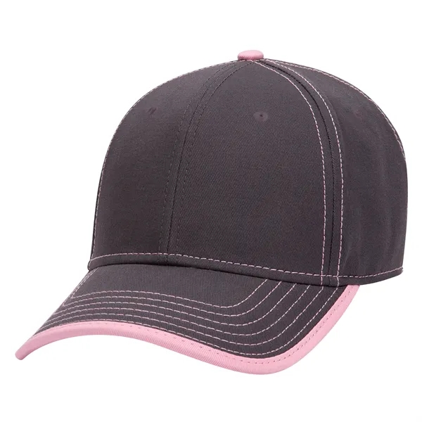 Cotton Twill/Contrast Stitching Trim Visor 6 Panel Cap - Cotton Twill/Contrast Stitching Trim Visor 6 Panel Cap - Image 46 of 54