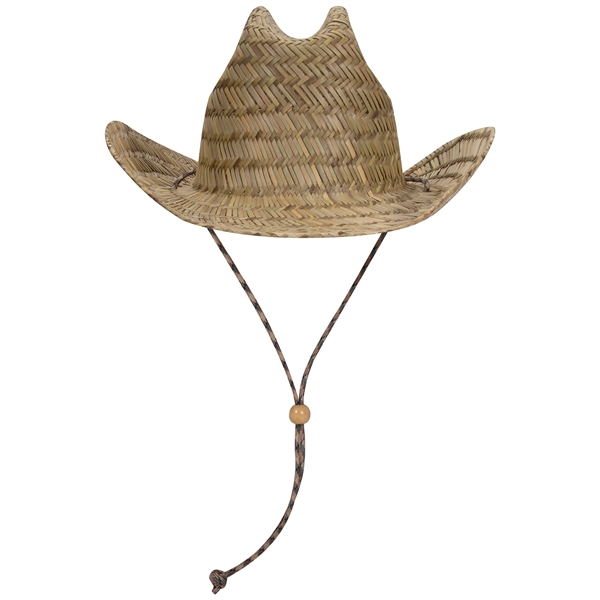 Straw Cowboy Hat With Adjustable Cord - Straw Cowboy Hat With Adjustable Cord - Image 2 of 5