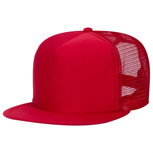 Polyester Foam/Round Visor "SNAP" 5 Panel Mesh Back Hat - Polyester Foam/Round Visor "SNAP" 5 Panel Mesh Back Hat - Image 4 of 48