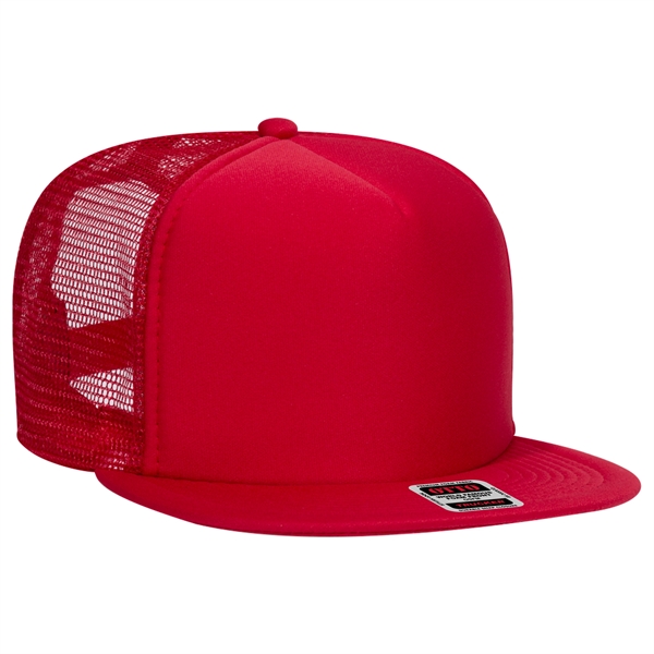 Polyester Foam/Round Visor "SNAP" 5 Panel Mesh Back Hat - Polyester Foam/Round Visor "SNAP" 5 Panel Mesh Back Hat - Image 1 of 48