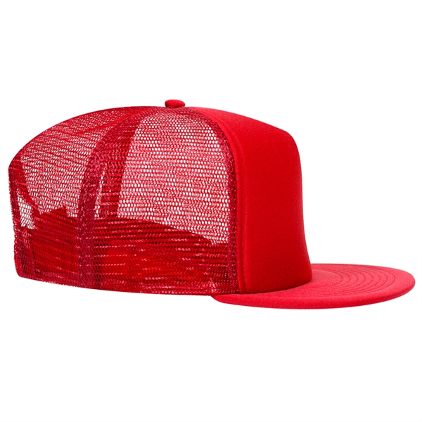 Polyester Foam/Round Visor "SNAP" 5 Panel Mesh Back Hat - Polyester Foam/Round Visor "SNAP" 5 Panel Mesh Back Hat - Image 6 of 48