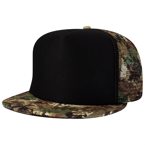 Polyester Foam/Round Visor "SNAP" 5 Panel Mesh Back Hat - Polyester Foam/Round Visor "SNAP" 5 Panel Mesh Back Hat - Image 10 of 48