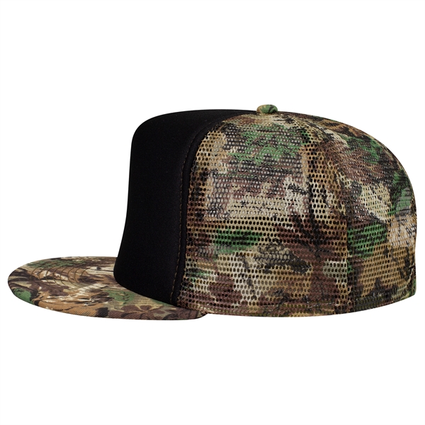 Polyester Foam/Round Visor "SNAP" 5 Panel Mesh Back Hat - Polyester Foam/Round Visor "SNAP" 5 Panel Mesh Back Hat - Image 11 of 48