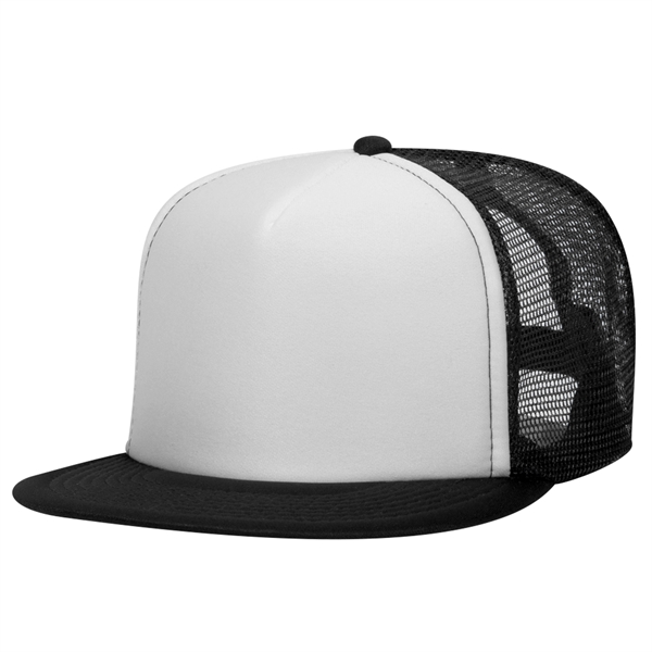Polyester Foam/Round Visor "SNAP" 5 Panel Mesh Back Hat - Polyester Foam/Round Visor "SNAP" 5 Panel Mesh Back Hat - Image 40 of 48