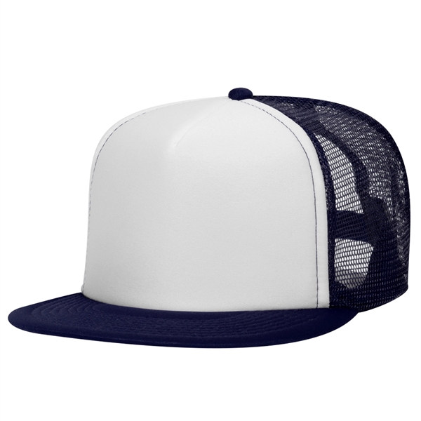 Polyester Foam/Round Visor "SNAP" 5 Panel Mesh Back Hat - Polyester Foam/Round Visor "SNAP" 5 Panel Mesh Back Hat - Image 46 of 48