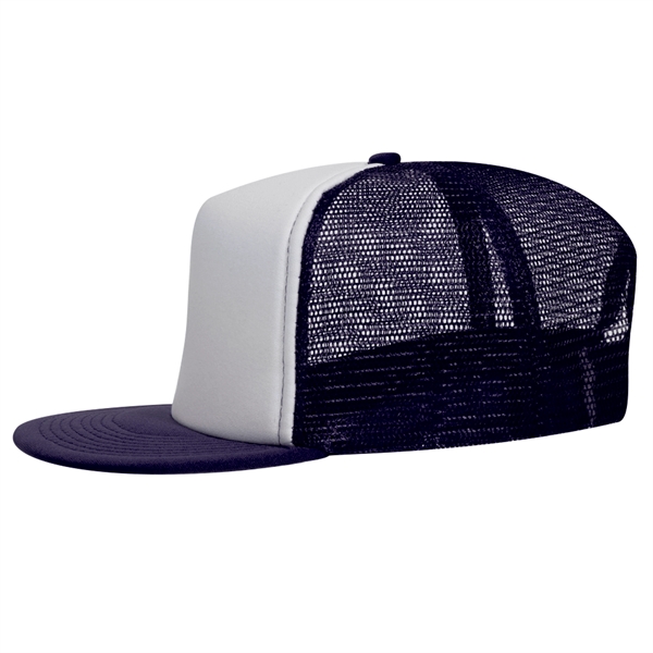 Polyester Foam/Round Visor "SNAP" 5 Panel Mesh Back Hat - Polyester Foam/Round Visor "SNAP" 5 Panel Mesh Back Hat - Image 47 of 48