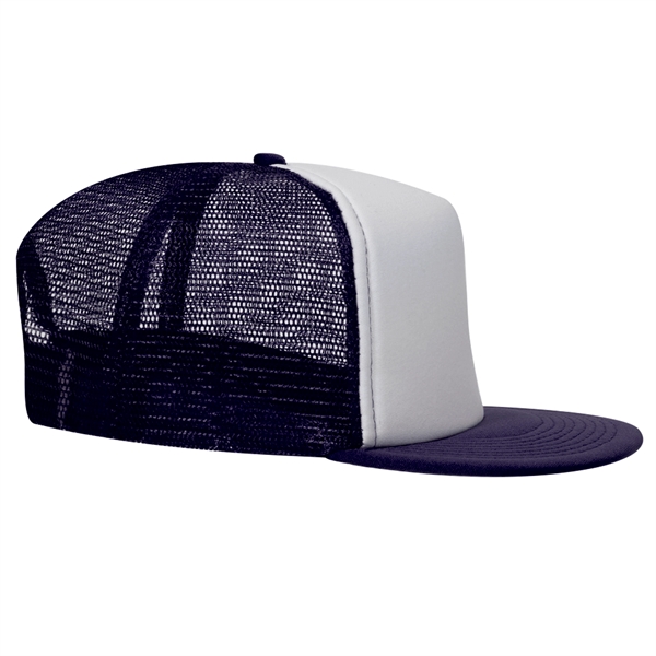 Polyester Foam/Round Visor "SNAP" 5 Panel Mesh Back Hat - Polyester Foam/Round Visor "SNAP" 5 Panel Mesh Back Hat - Image 48 of 48