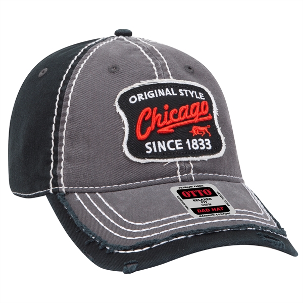 Contrast Stitching/Distressed Trim Edge Visor 6Panel Dad Hat - Contrast Stitching/Distressed Trim Edge Visor 6Panel Dad Hat - Image 0 of 48