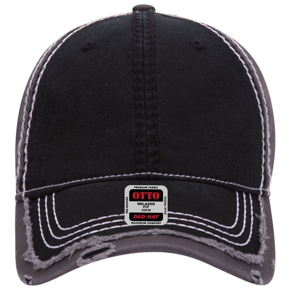 Contrast Stitching/Distressed Trim Edge Visor 6Panel Dad Hat - Contrast Stitching/Distressed Trim Edge Visor 6Panel Dad Hat - Image 3 of 48