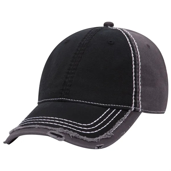 Contrast Stitching/Distressed Trim Edge Visor 6Panel Dad Hat - Contrast Stitching/Distressed Trim Edge Visor 6Panel Dad Hat - Image 4 of 48