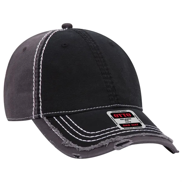 Contrast Stitching/Distressed Trim Edge Visor 6Panel Dad Hat - Contrast Stitching/Distressed Trim Edge Visor 6Panel Dad Hat - Image 1 of 48