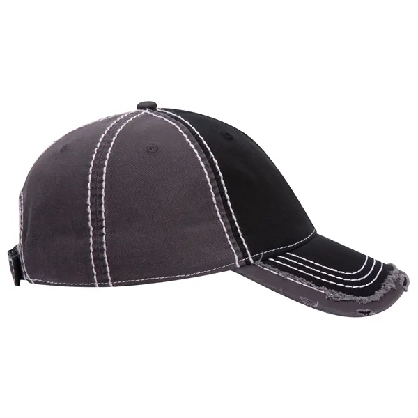 Contrast Stitching/Distressed Trim Edge Visor 6Panel Dad Hat - Contrast Stitching/Distressed Trim Edge Visor 6Panel Dad Hat - Image 6 of 48
