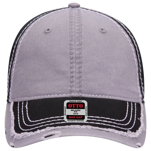 Contrast Stitching/Distressed Trim Edge Visor 6Panel Dad Hat - Contrast Stitching/Distressed Trim Edge Visor 6Panel Dad Hat - Image 10 of 48