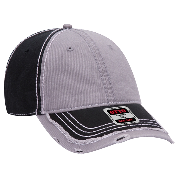 Contrast Stitching/Distressed Trim Edge Visor 6Panel Dad Hat - Contrast Stitching/Distressed Trim Edge Visor 6Panel Dad Hat - Image 7 of 48